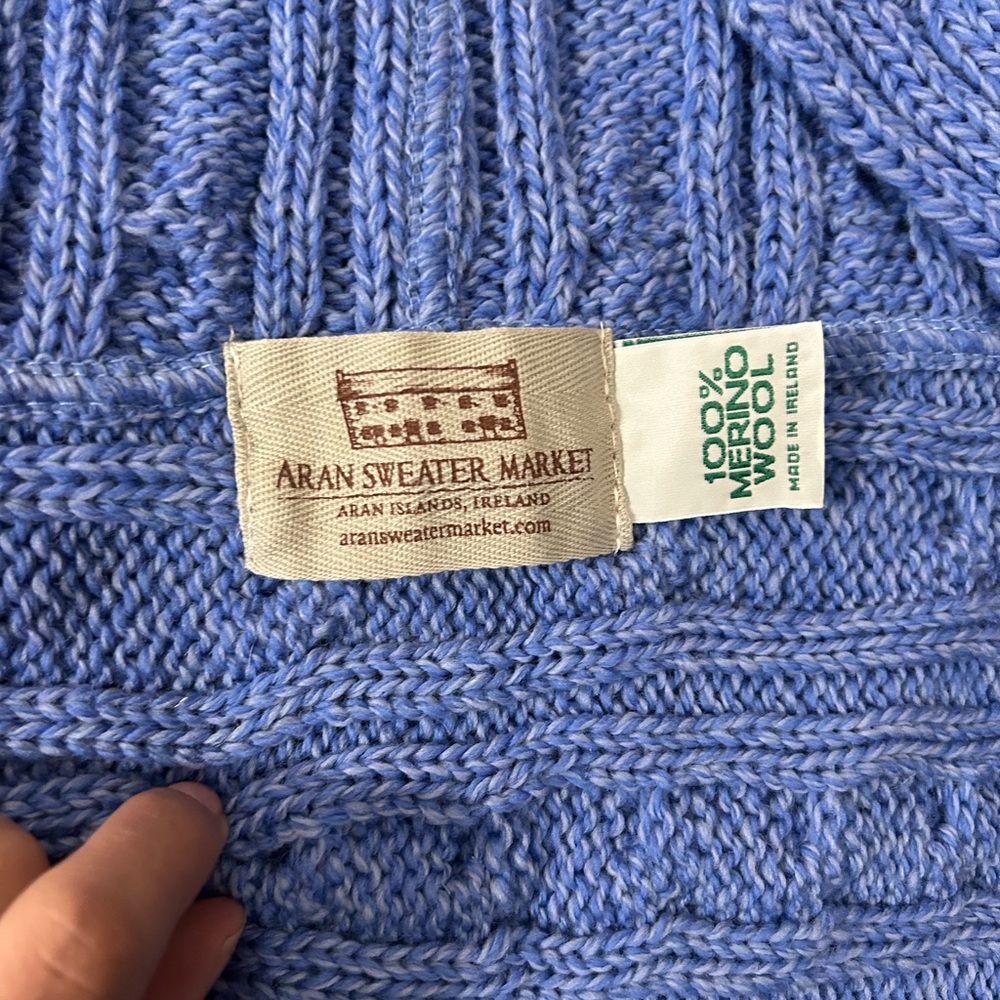 Aran sweater market 100% wool hooded scarf shawl wrap - Picture 2 of 11